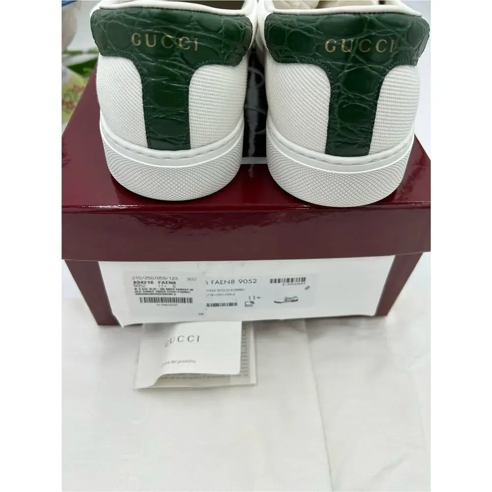 Men's Gucci white canvas ace slip on sneakers size 11.5 fits 12 US made Italy
